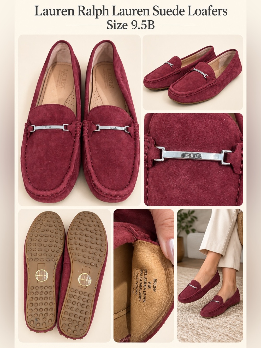 Lauren Ralph Lauren Burgundy Suede Loafers